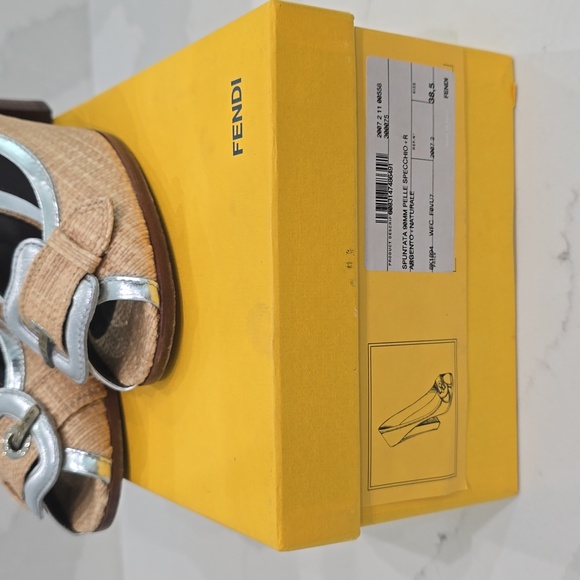 Fendi Size 38.5 Peep Toe Raffia Heel - Picture 10 of 10